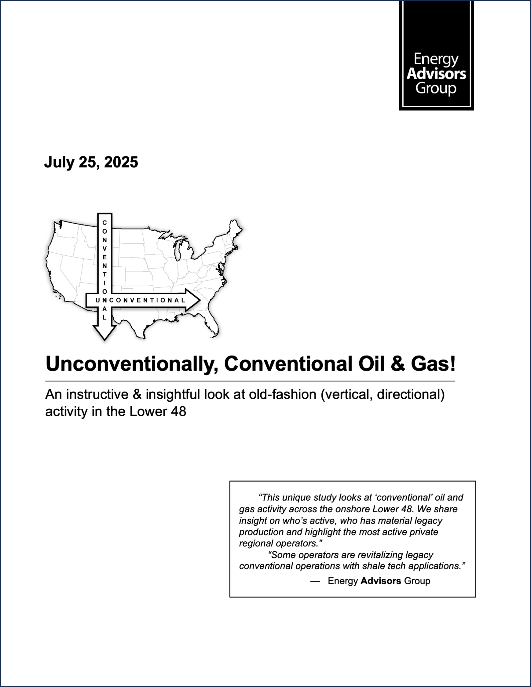 CONVENTIONAL PLAYBOOK - Energy Advisors Group CONVENTIONAL PLAYBOOK